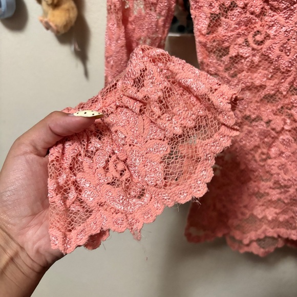 y2k fairy moda international pink all over lace long sleeve top
size medium - Picture 3 of 7